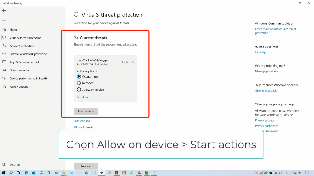 Chọn Allow on device