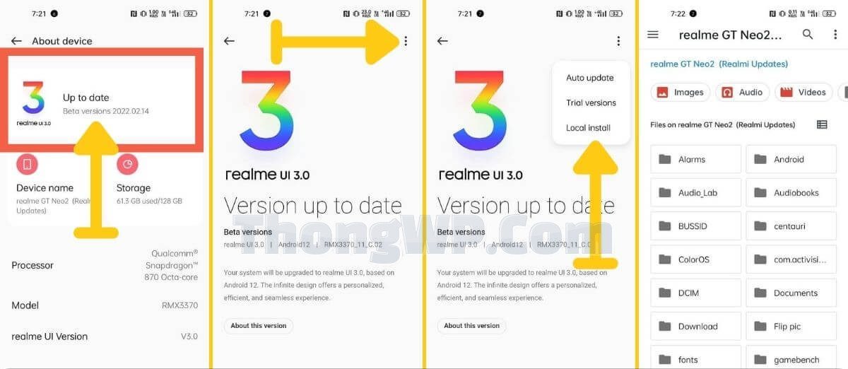 Hạ cấp Android 12 xuống 11 (realme ui 3.0) cho Realme