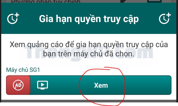 Bấm nút Xem để xem quảng cáo