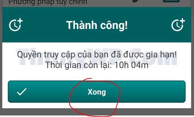 Gia hạn thời gian sử dụng thành công